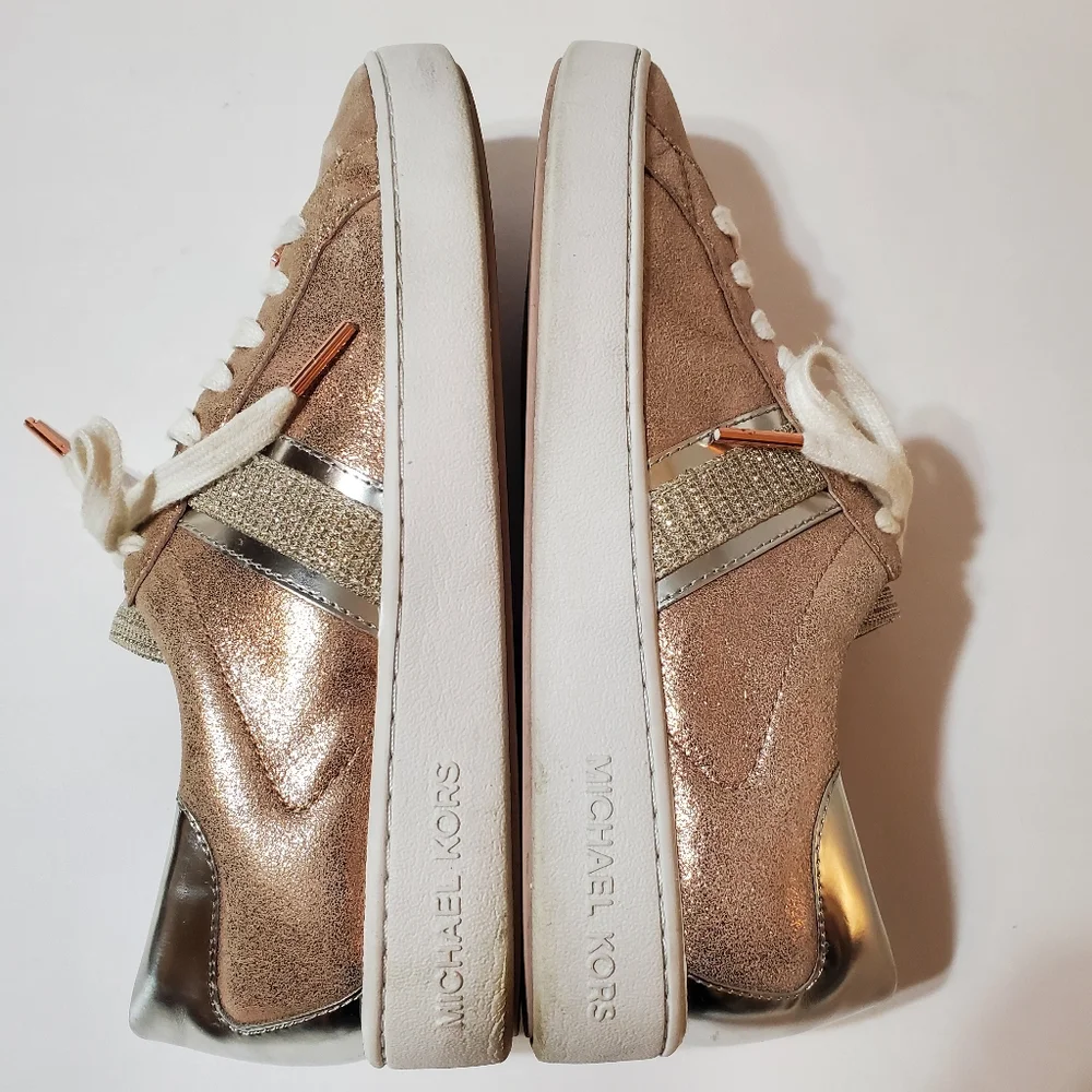 Michael Kors Keaton Stripe Metallic Mixed Leather Sneakers